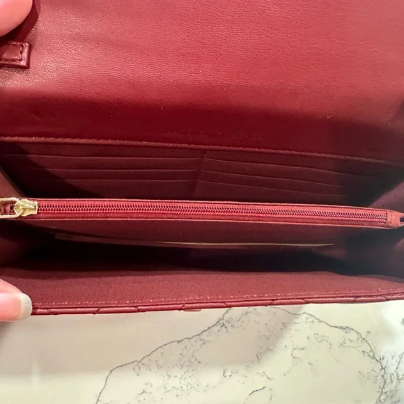 Badgley Mischka Quilted Crossbody Bag Designer Purse with Studs; Color - Wine - Picture 3 of 7